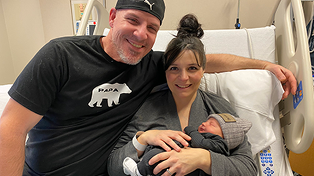 Dennis and Lashae Allison of Huntingdon welcomed the first baby born at Mount Nittany Medical Center in 2023, a baby boy named Solomon.