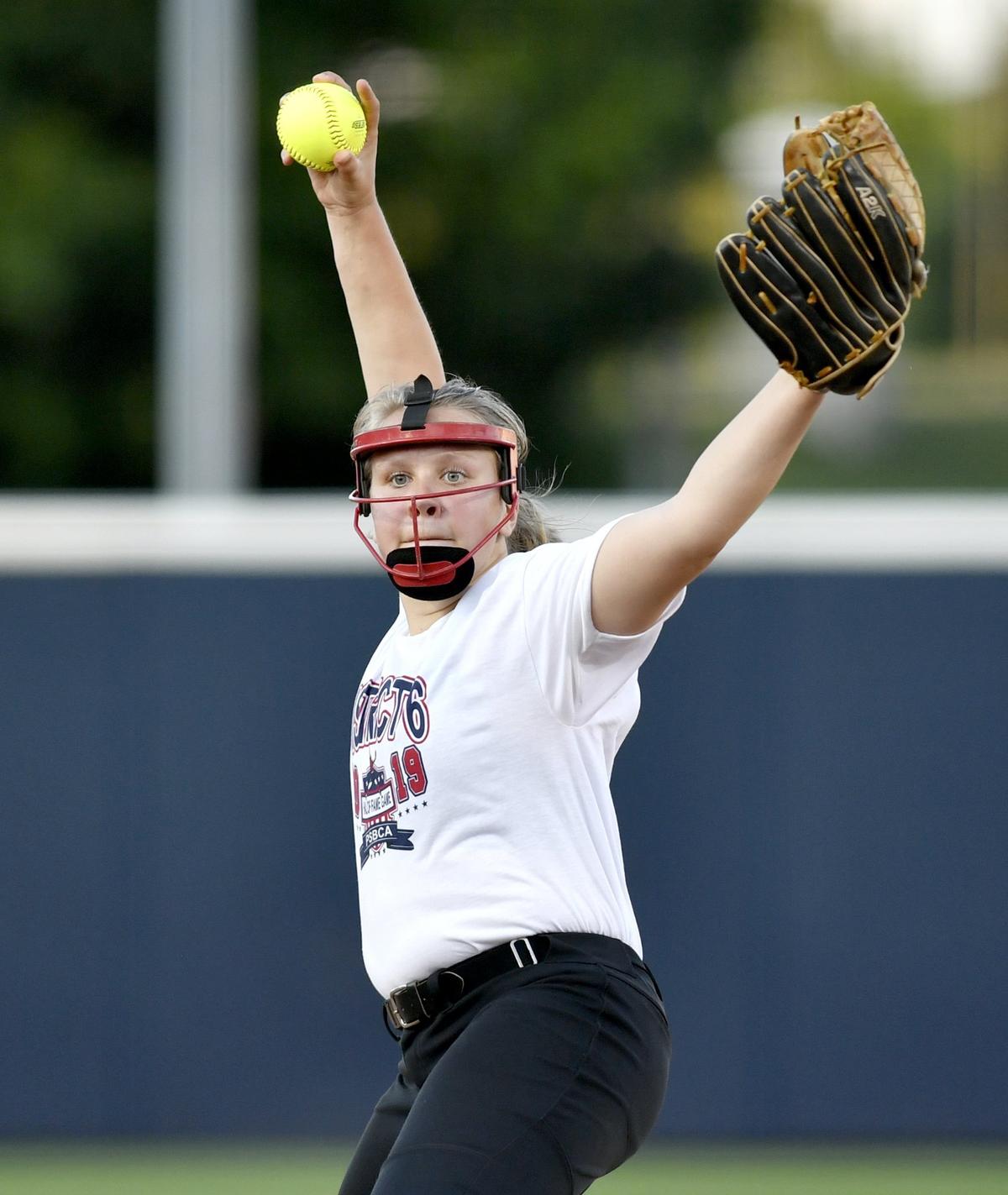State College’s Emma Wolfe pitches during the PSBCA All-Star game on Wednesday, June 26, 2019 at Beard Field.
