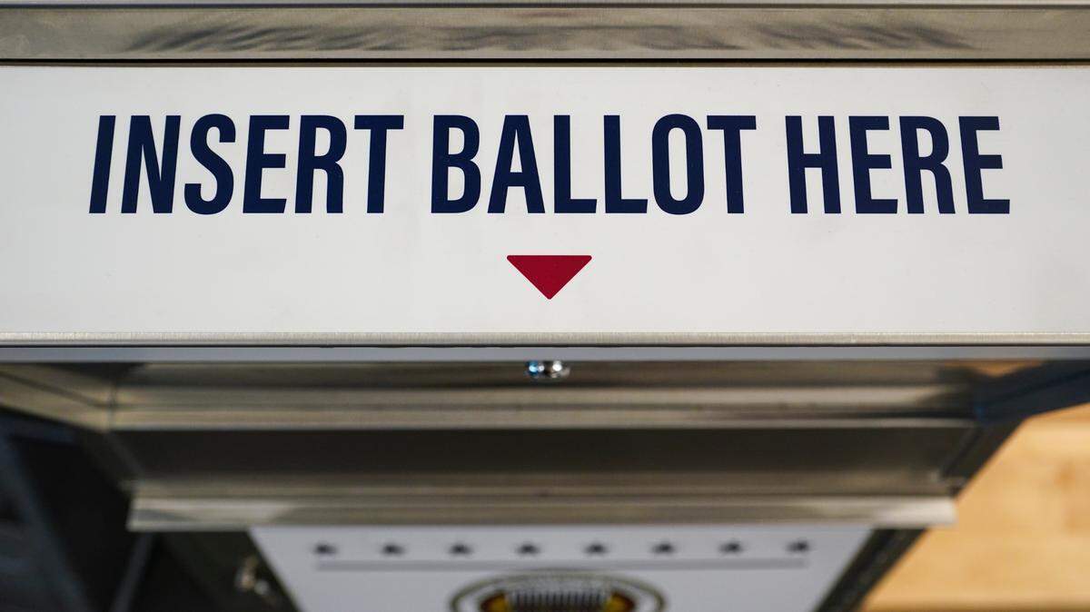 A ballot drop box is shown on primary Election Day 2024 at Northampton County Courthouse in Easton, Pennsylvania.