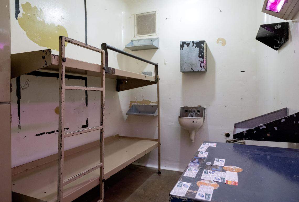 A double occupancy cell in D Block at Rockview state prison is pcitured on Monday, March 2, 2026.
