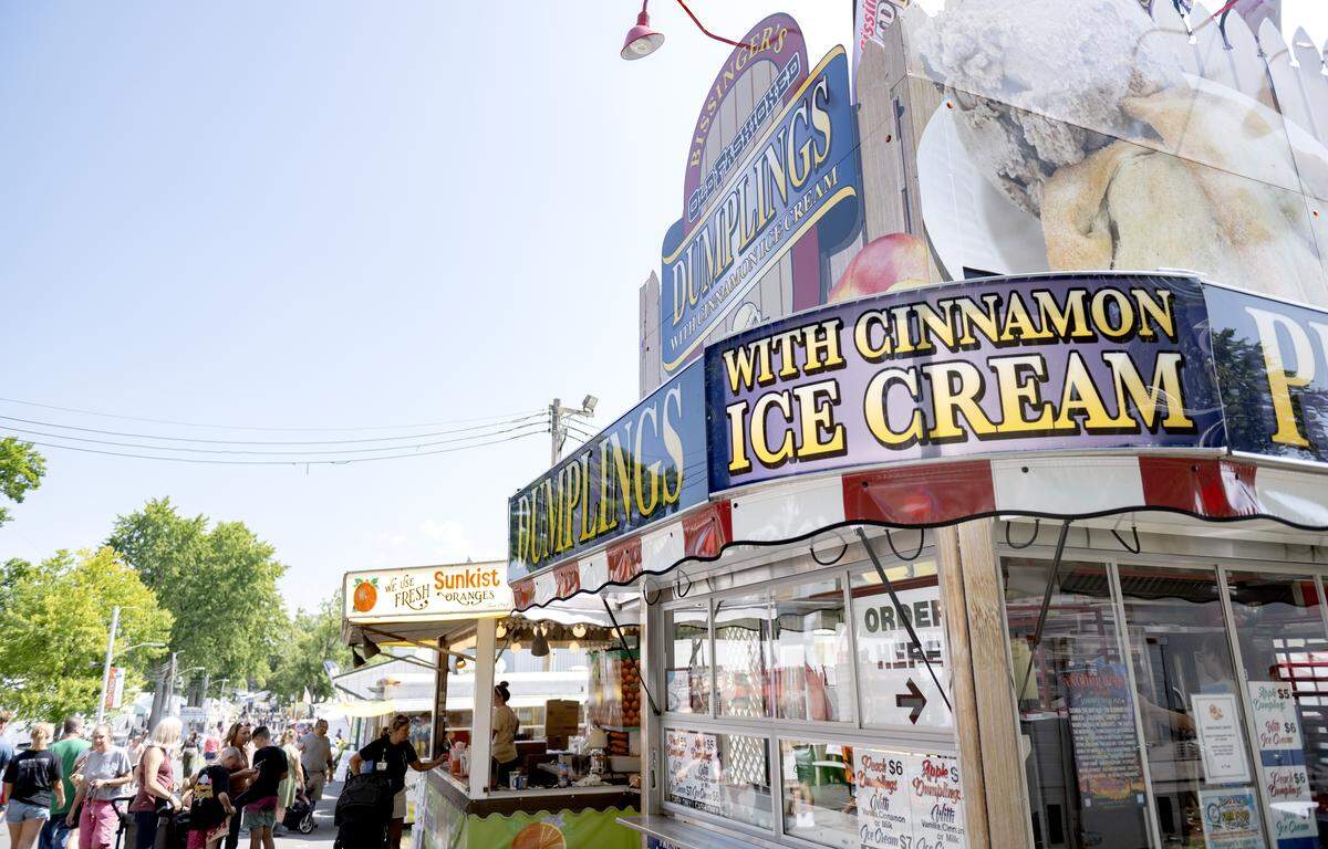A fair favorite, Bissinger’s Old Fashion Dumplings and Ice Cream, is pictured at the Centre County Grange Fair on Friday, Aug. 15, 2025.