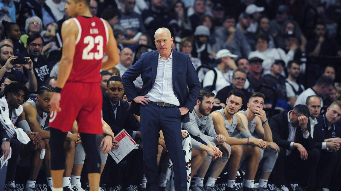 How far did Penn State basketball drop in the AP Top 25 after back-to-back losses?