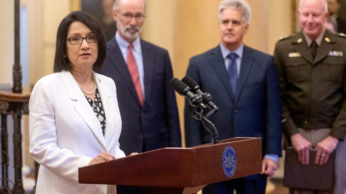Penn State President Neeli Bendapudi, pictured on Tuesday during a celebration with Pennsylvania Governor Tom Wolf on the success of the PA G.I. Bill, said a one-time allocation through the American Rescue Plan Act will not affect a planned tuition hike.