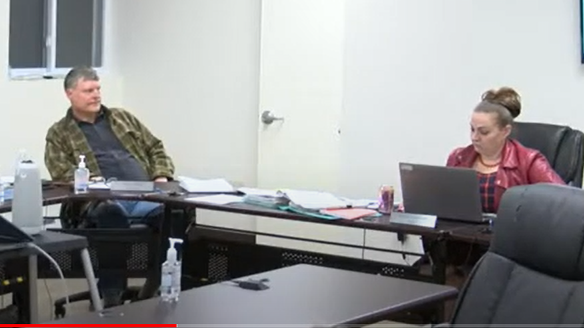 Halfmoon Township Supervisors chair David Piper, center, made a motion during a Thursday, Feb. 25, 2022, meeting to dismiss township manager Denise Gembusia, saying “she is defiant,” but offering no other explanation.