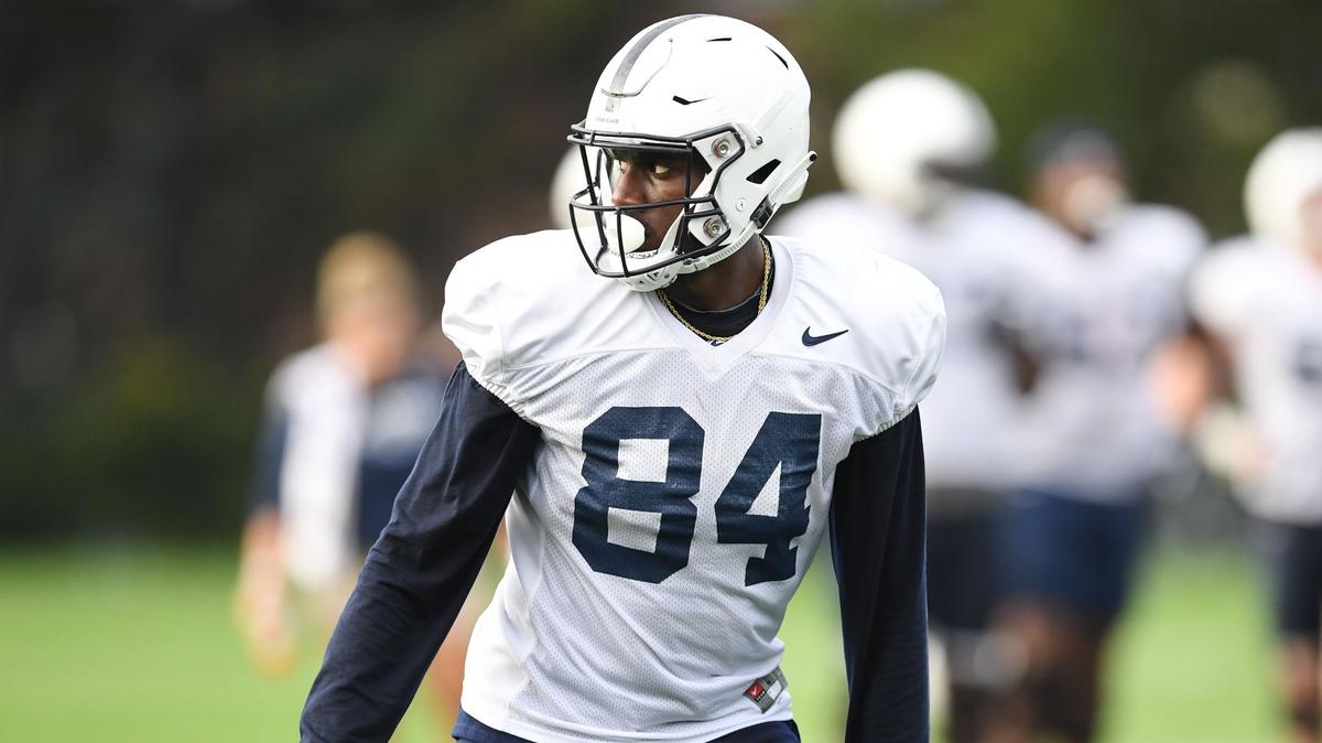 Penn State wide receiver Juwan Johnson participates in a drill during practice Wednesday, Sept. 12, 2018 at Lasch Field.