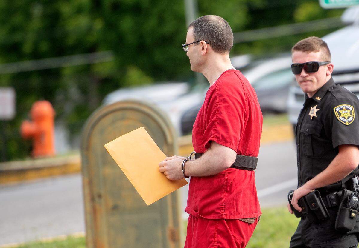 Jeffrey Fields is escorted into the Centre County Courthouse for his sentencing on Friday, July 8, 2022.