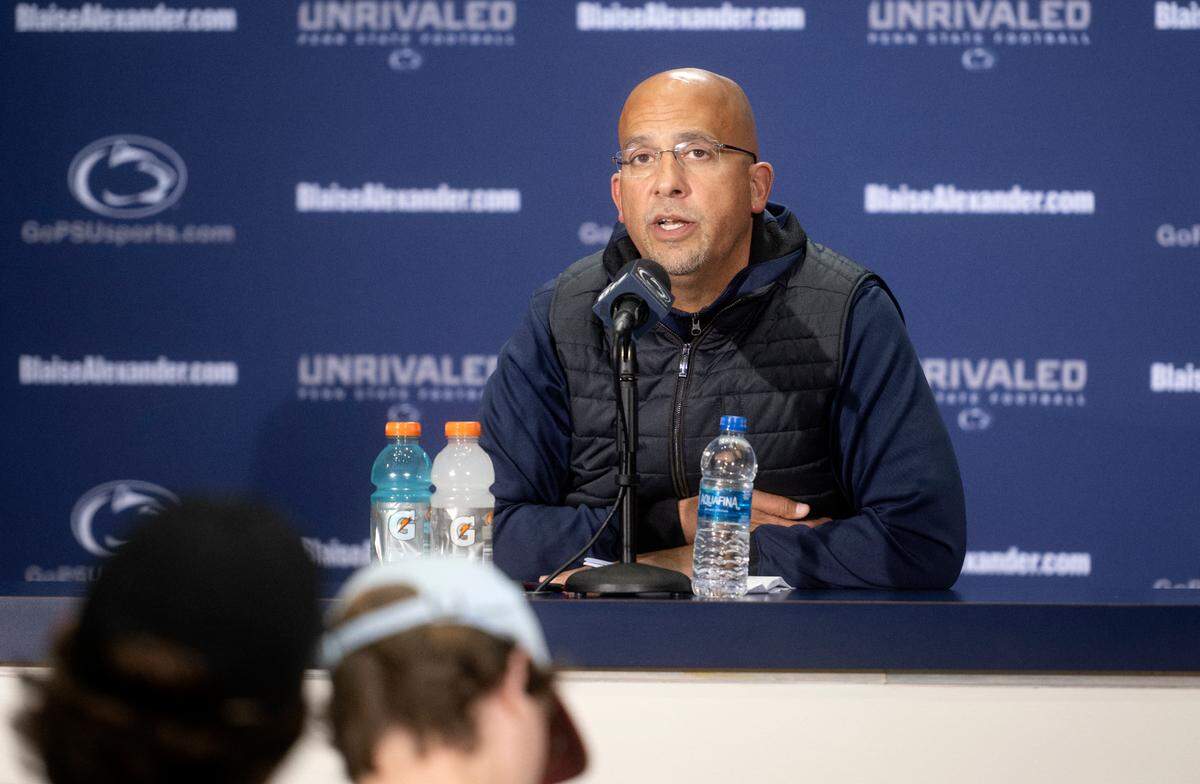 Penn State football coach James Franklin talks about the defense during his weekly press conference on Tuesday, Oct. 18, 2022.