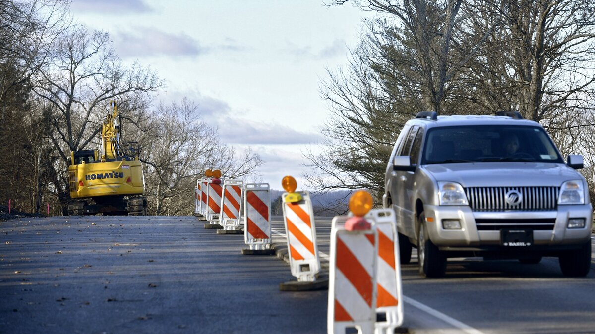 Construction barriers block a wider road along Valley Vista Drive in State College on Tuesday, Dec 4, 2018. Completion of the major project is now expected in spring 2019.