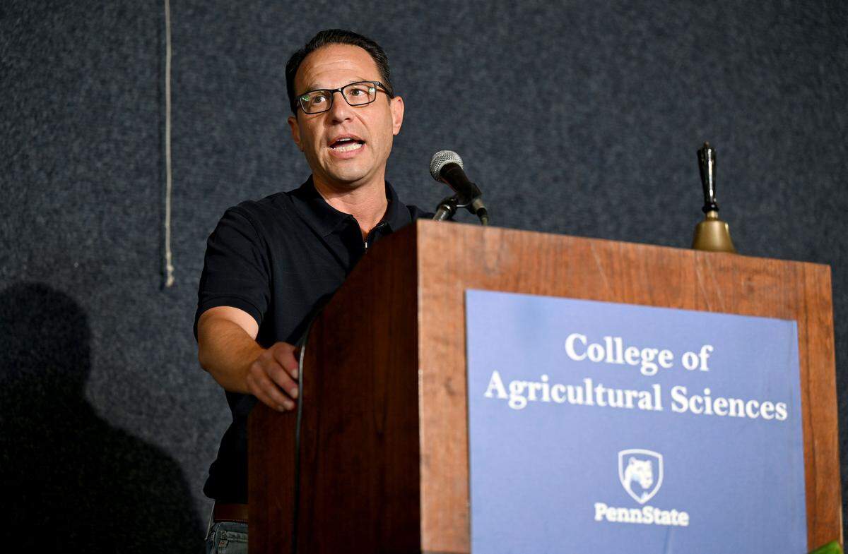 Pennsylvania Governor Josh Shapiro speaks about agriculture during a luncheon at Penn State’s Ag Progress Days on Wednesday, Aug. 13, 2025.  