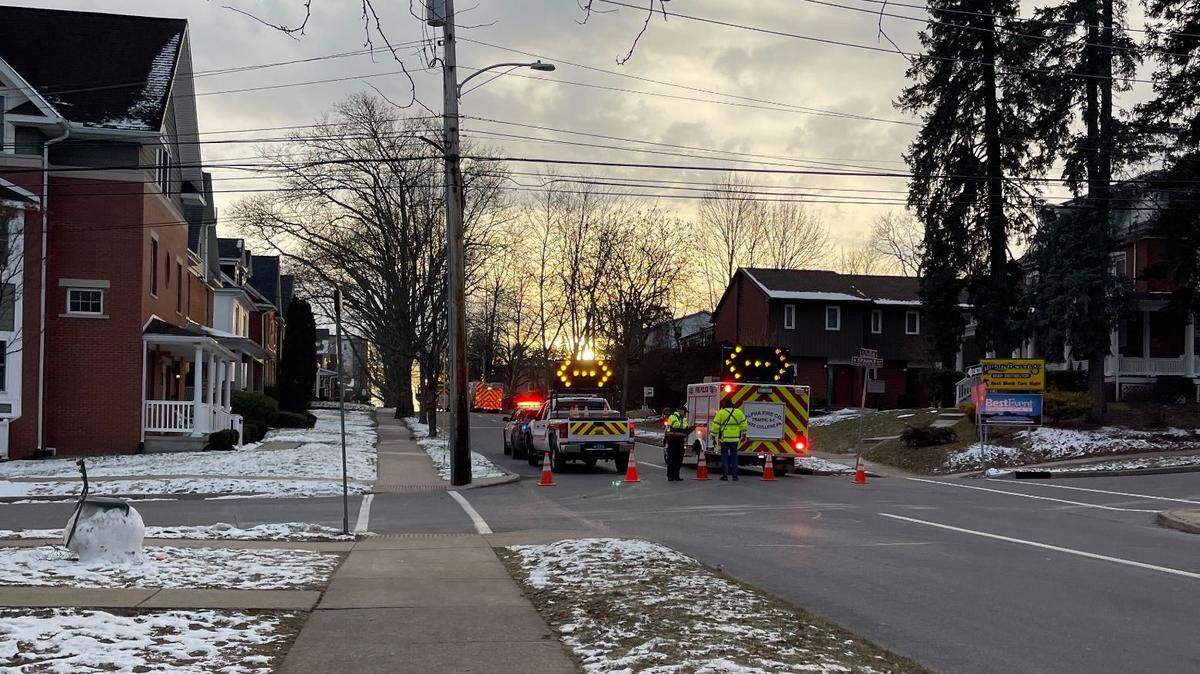 Part of West College Avenue in State College was closed for about an hour Monday afternoon while emergency crews responded to a fire.