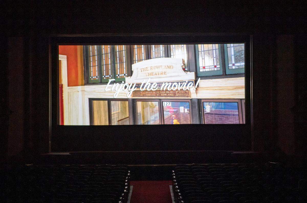 The Rowland Theatre prepares for a movie viewing on Friday, Jan. 22, 2021.