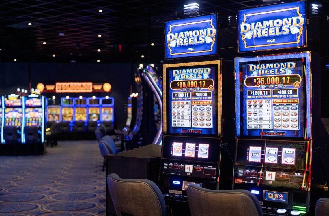 Slot machines at Happy Valley Casino on Thursday, April 23, 2026, during a media tour.  