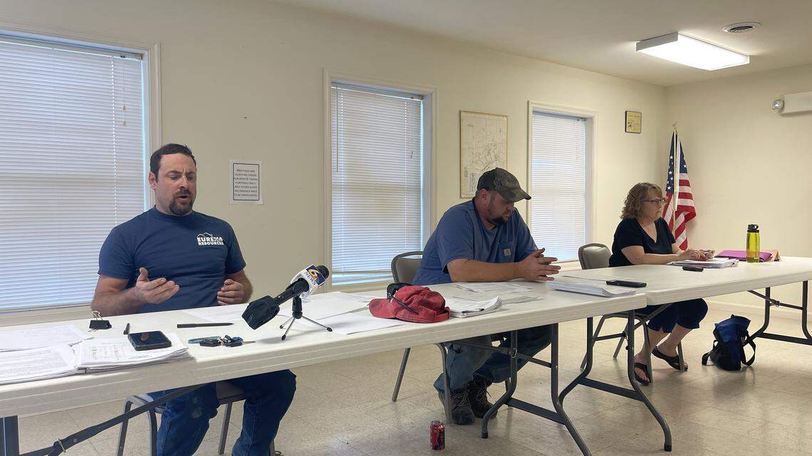 Union Township Supervisors Michael MacNamara (left), Nicholas Taylor and Tammy Hanscom during a township meeting Aug. 5, 2025.