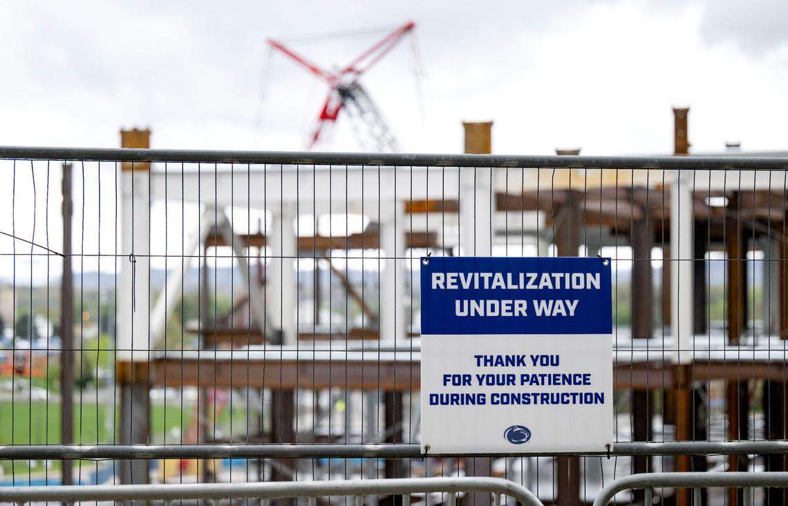 The construction zone on the west side of Beaver Stadium on Saturday, April 26, 2025.