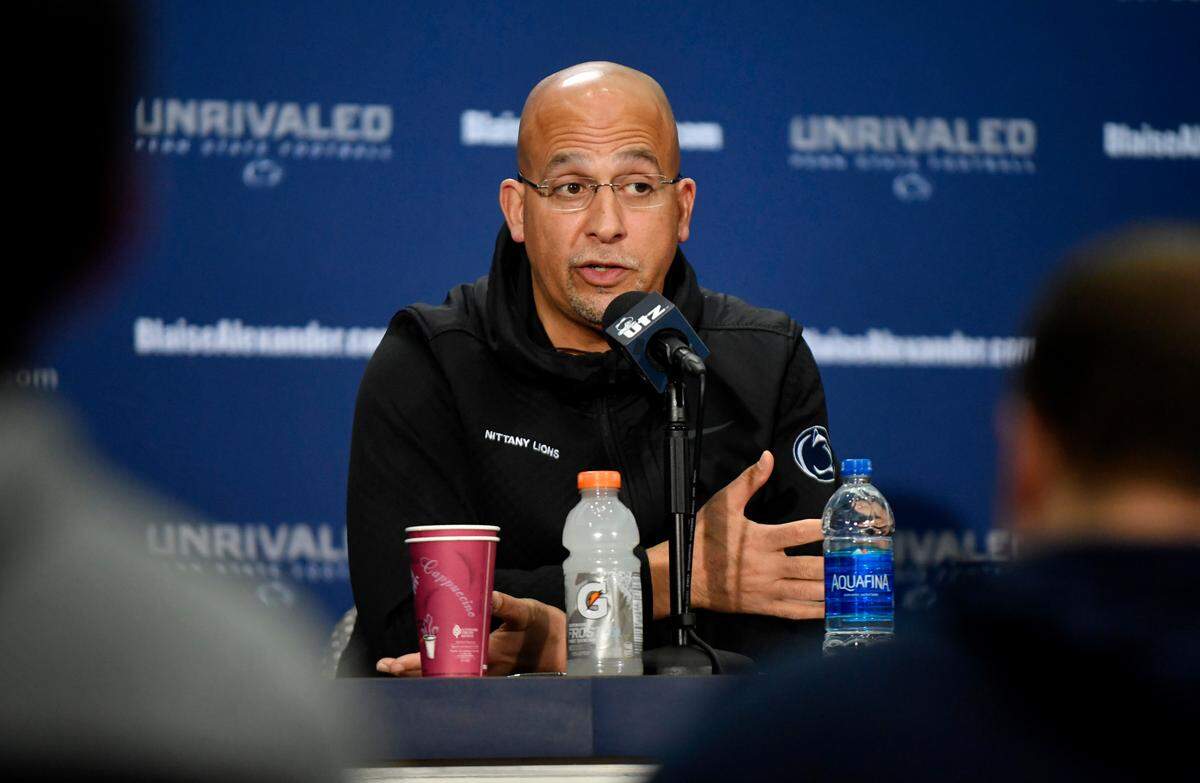 Penn State football coach James Franklin talks to the media on Friday, Dec. 16, 2022.