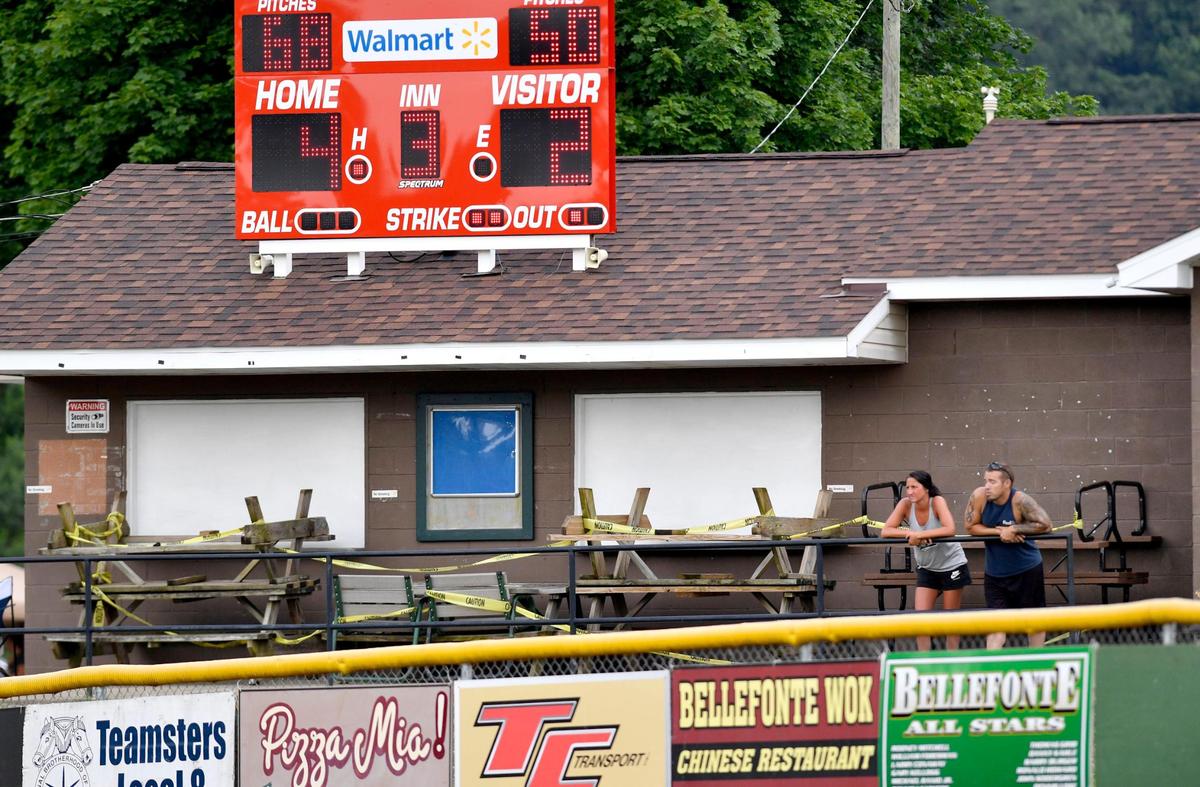 The concession stand and picnic tables are closed and blocked off at the Bellefonte Little League complex due to the coronavirus safety regulations.