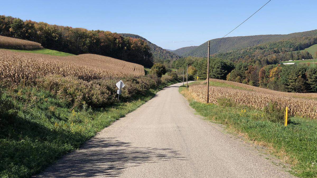 Lick Run Road in Lycoming County, PA, north of Williamsport, makes up part of the roughly 25,000 miles of dirt or gravel roads in the state.