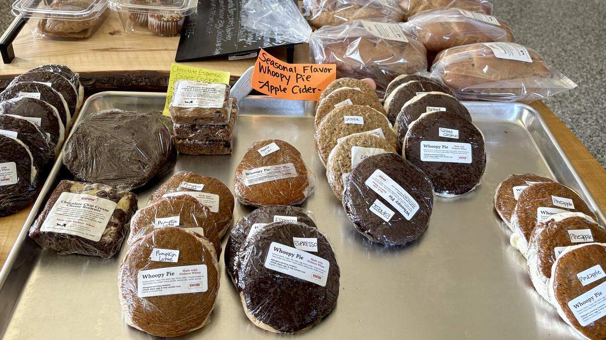 Baked goods including whoopy pies at Kinfork Cafe on Oct. 2, 2025.