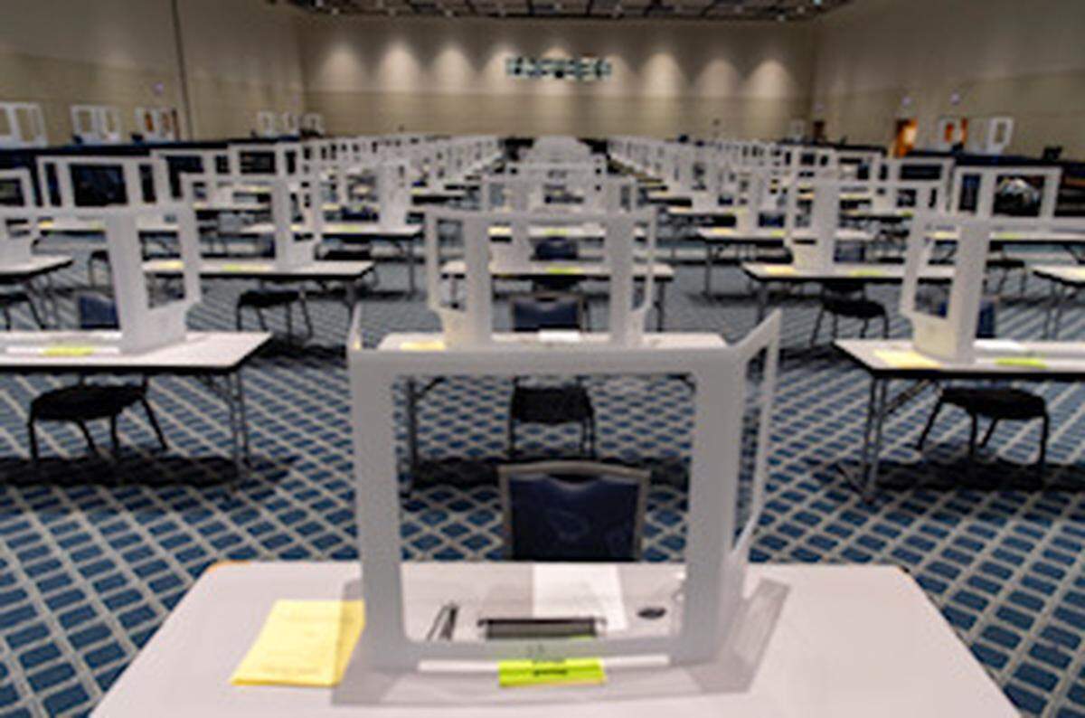 With safety measures in place, the Centre County elections office was set up Monday night to start processing mail-in ballots Tuesday morning in one of the conference rooms at the Penn Stater.