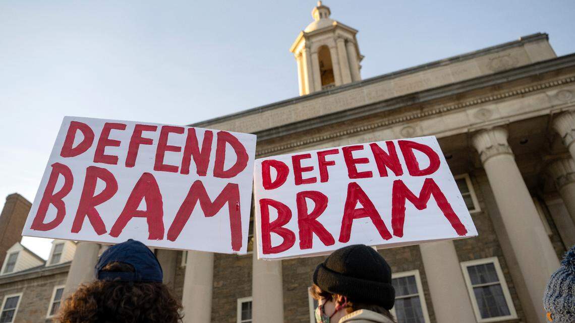 Student Committee for Defense and Solidarity holds a rally on Monday in support of a student who was arrested after an October protest of an event featuring the Proud Boys founder.
