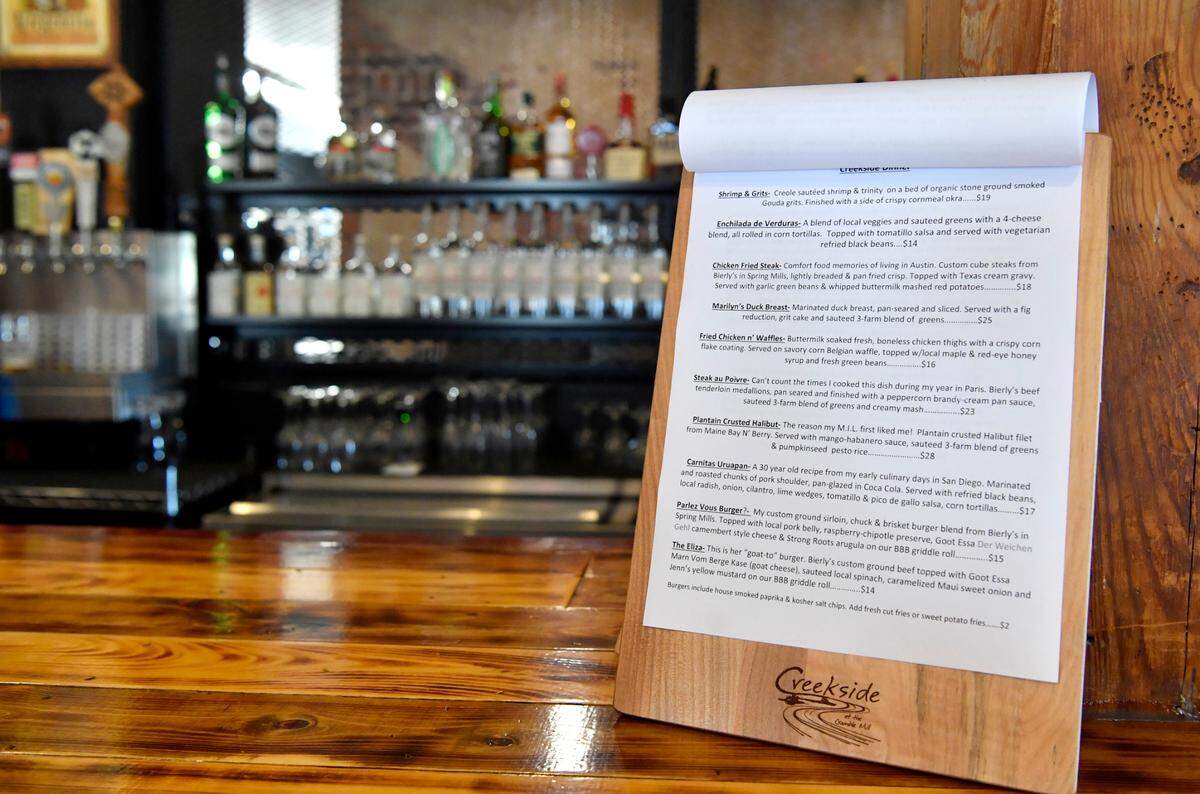 The Creekside at Gamble Mill has opened and is serving starters, dinner, drinks and desserts for now.