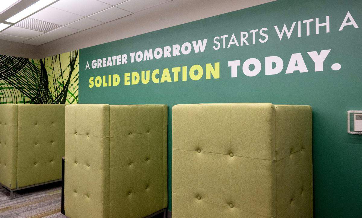 Study pods at Pennsylvania Highlands Community College’s new location in Bellefonte on Friday, Aug. 16, 2024.