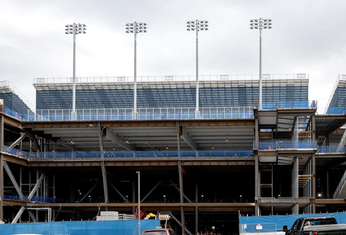 Temporary seating is pictured on the west side of Beaver Stadium on Tuesday, Aug. 19, 2025.  