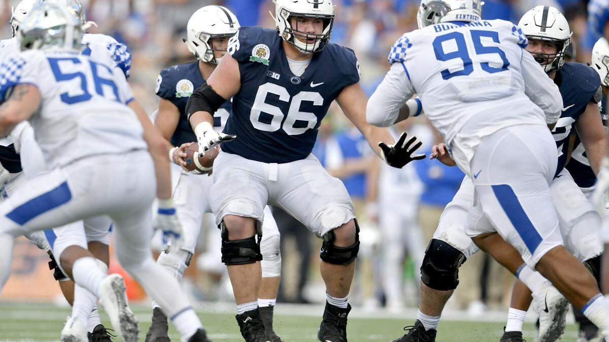 Penn State offensive lineman Connor McGovern blocks Kentucky’s Quinton Bohanna during the Citrus Bowl on Tuesday, Jan. 1, 2019 at Camping World Stadium.