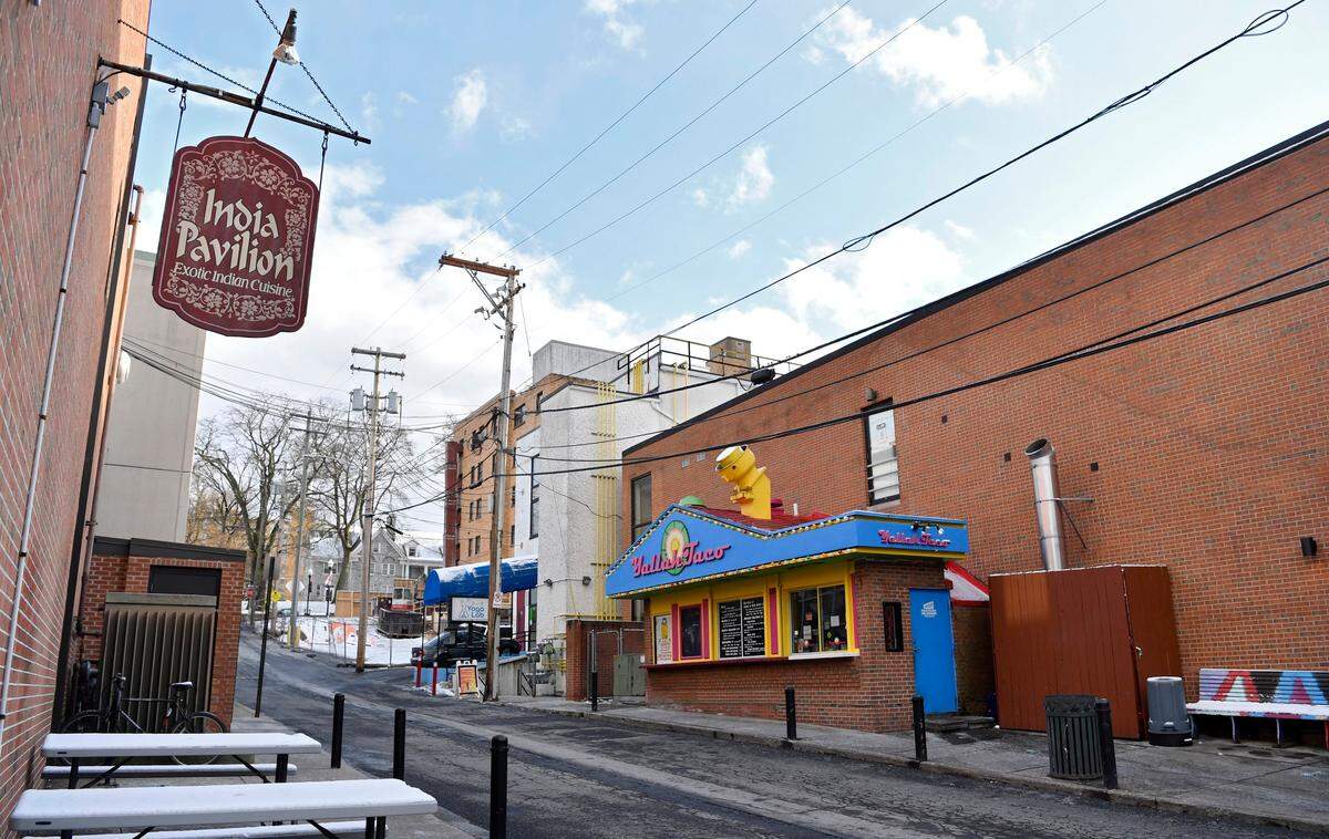 Yallah Taco has a stand and restaurant that are open late during the weekend.