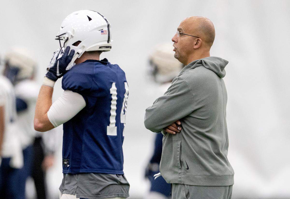 Penn State football coach James Franklin watches practice on Wednesday, Oct. 26, 2022.
