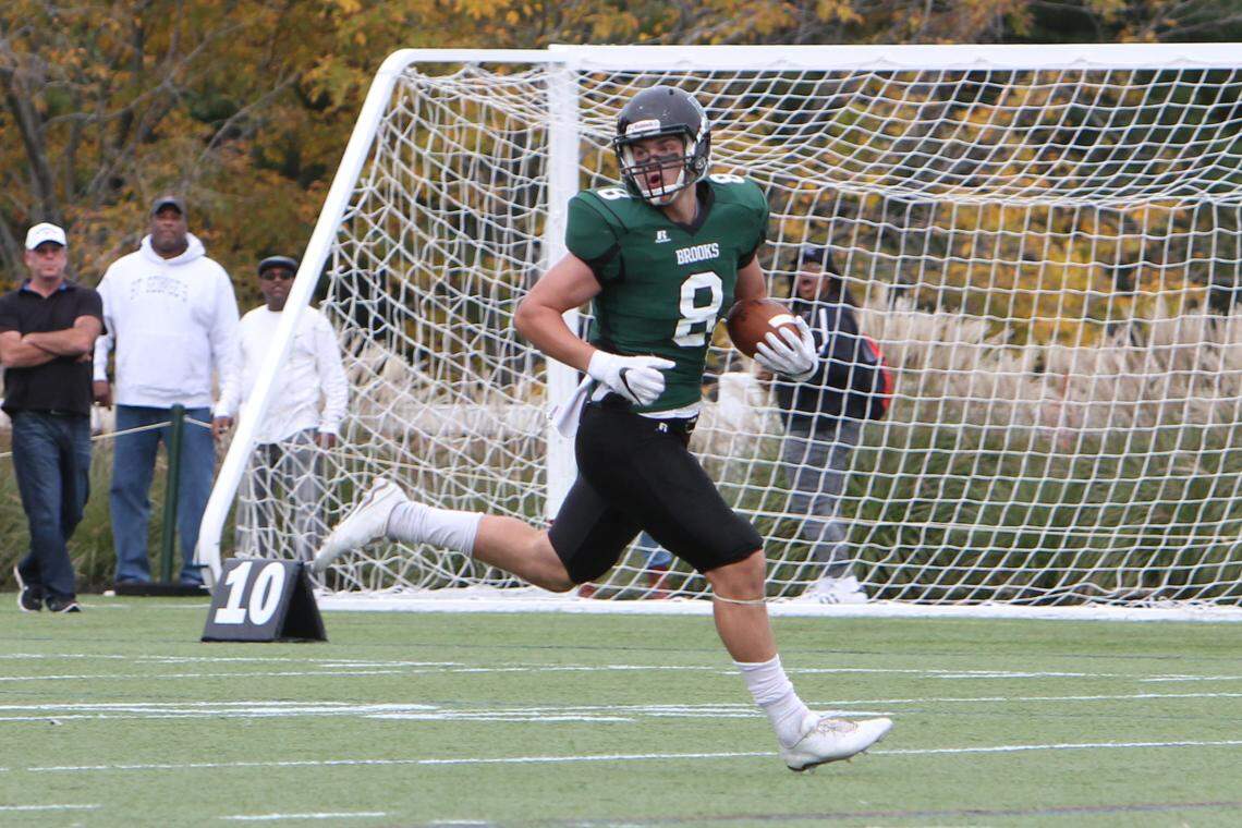 Penn State tight end Pat Freiermuth glides into the end zone at Anna K. Trustey Field. The Brooks School standout accounted for 24 total touchdowns in his three-year career.