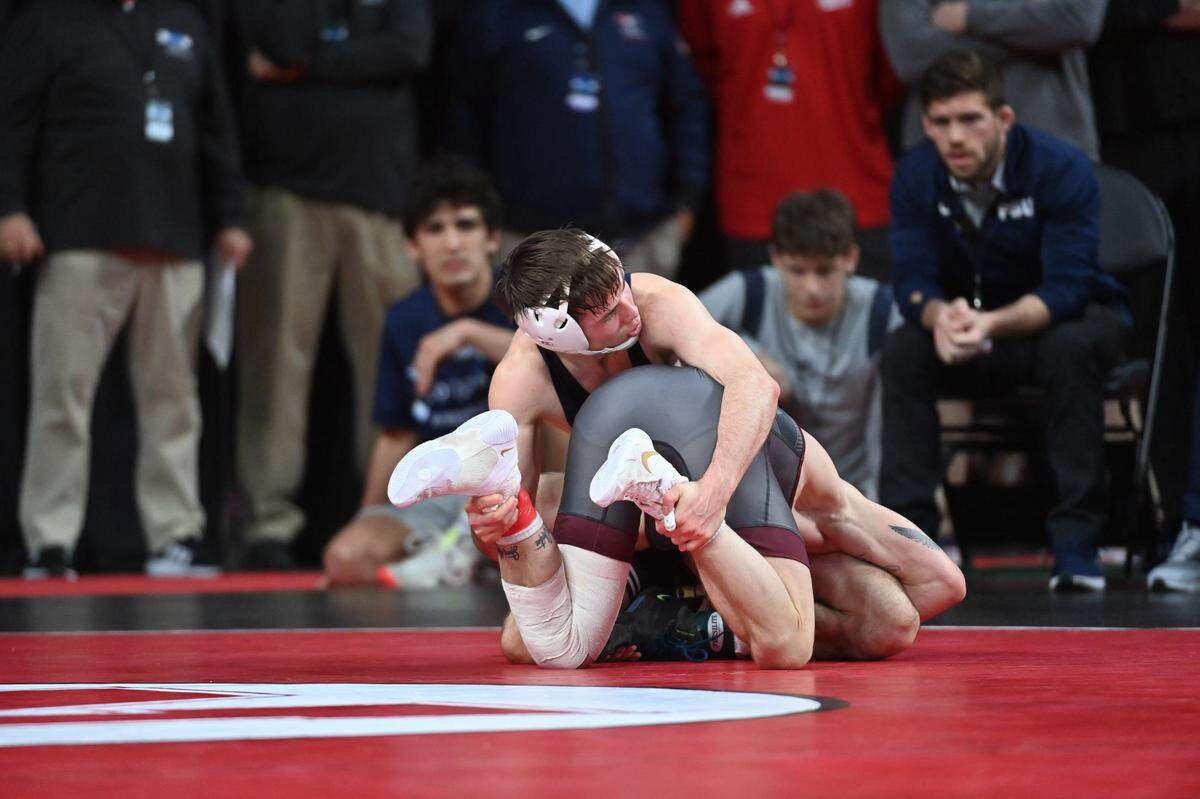 Penn State’s Drew Hildebrandt, pictured here in a March 5 photo, was able to secure a spot in the NCAA Championships by reaching the ninth-place match on Sunday.