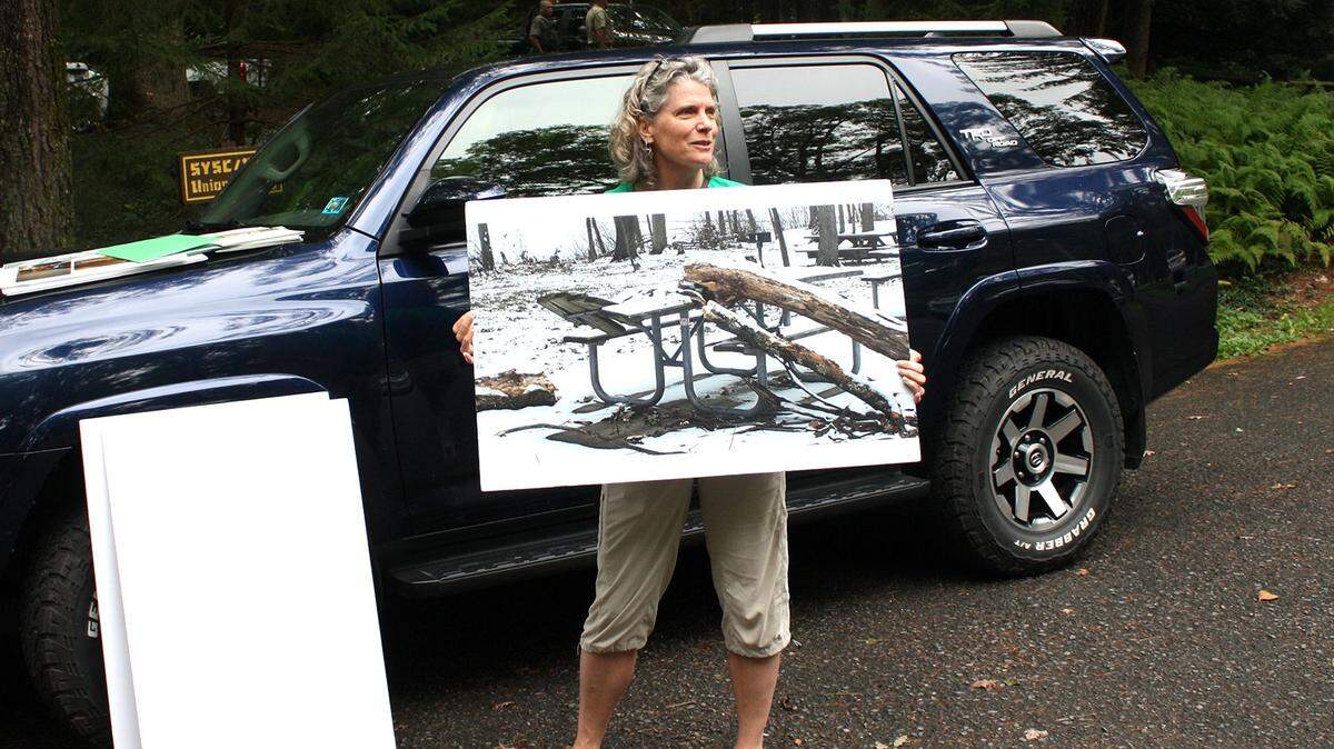 Marci Mowery, Pennsylvania Parks and Forests Foundation (PPFF) president, says weak funding for state parks has led to deterioration of amenities such as picnic tables.