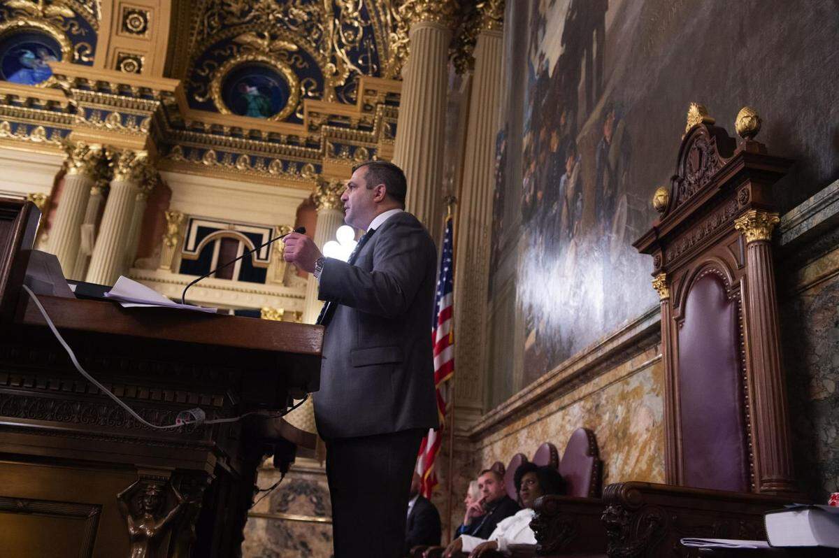 State Rep. Mark Rozzi after being selected speaker of the Pennsylvania House.
