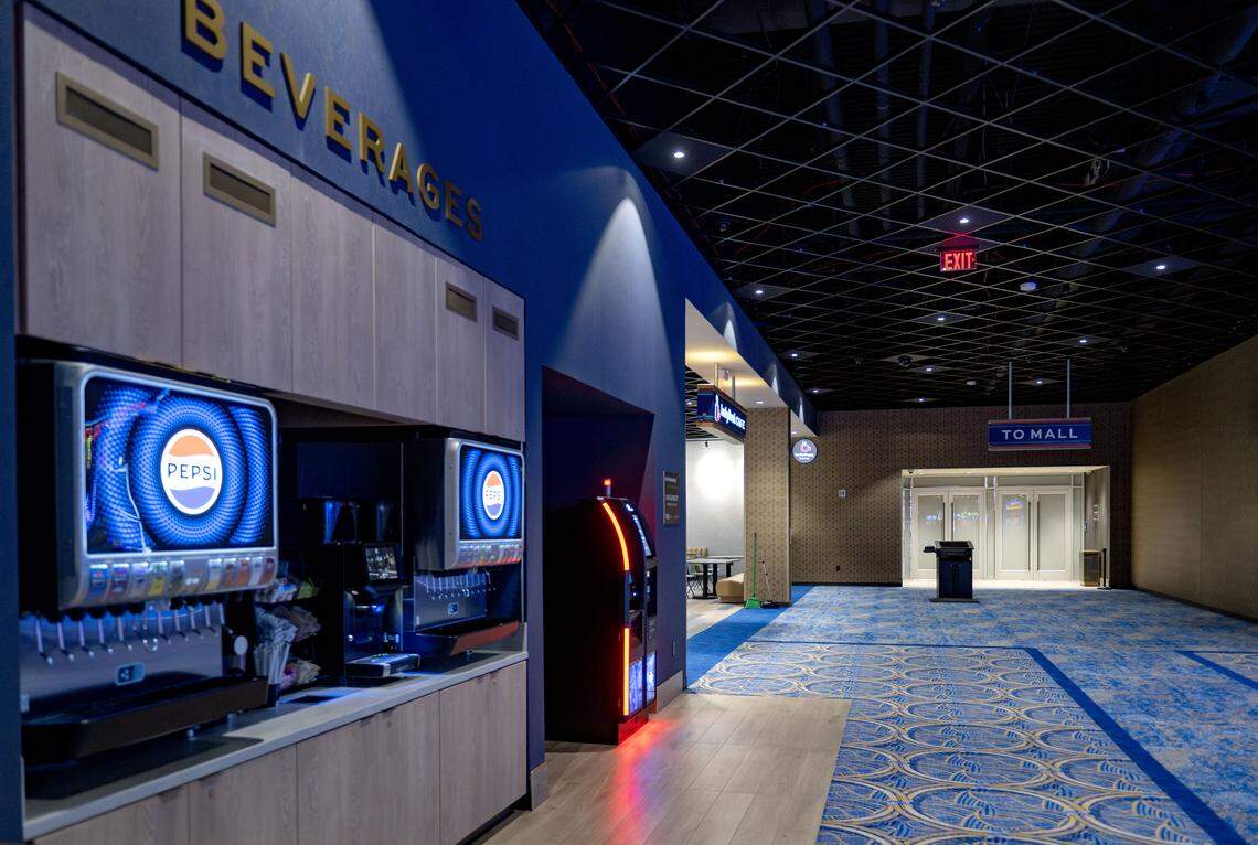 A complimentary beverage station inside Happy Valley Casino on Thursday, April 23, 2026, during a media event before test days. 