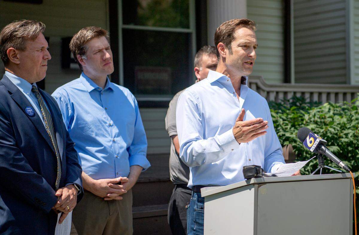 Mayor of State College Ezra Nanes along with other Centre County democrats hold a press conference to talk about the Pennsylvania senate race on Wednesday, June 15, 2022.