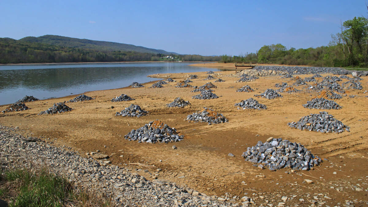 Over 75 Rock Rubble Humps were constructed by the Pennsylvania Fish and Boat Commission near the Winter Launch in Bald Eagle State Park. When covered with water, these mounds of rocks create excellent fish habitat.
