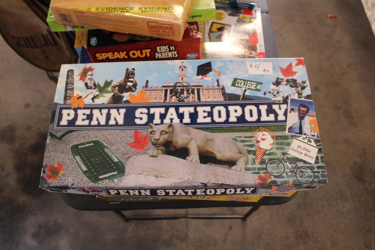 A version of the game Penn Stateopoly found Friday at the 100 Mile Yard Sale that takes place in parts of Cameron, Centre, Clearfield and Elk counties.