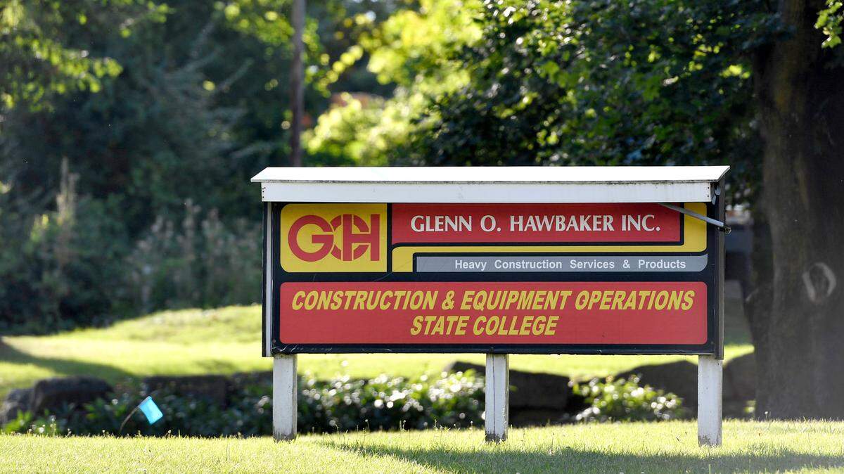 A sign out front of one of the Glenn O. Hawbaker Inc. sites in State College on Aug. 2, 2021.