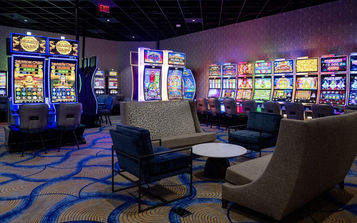Slot machines in the high-limit room are seen at Happy Valley Casino on Thursday, April 23, 2026 during a media tour.  