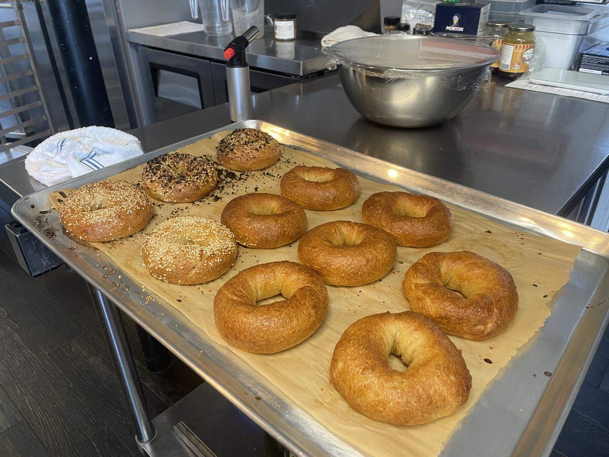 This batch of bagels is one of many made by the team at Morning Glory Bagels & Coffee as it prepares to open in Pleasant Gap.