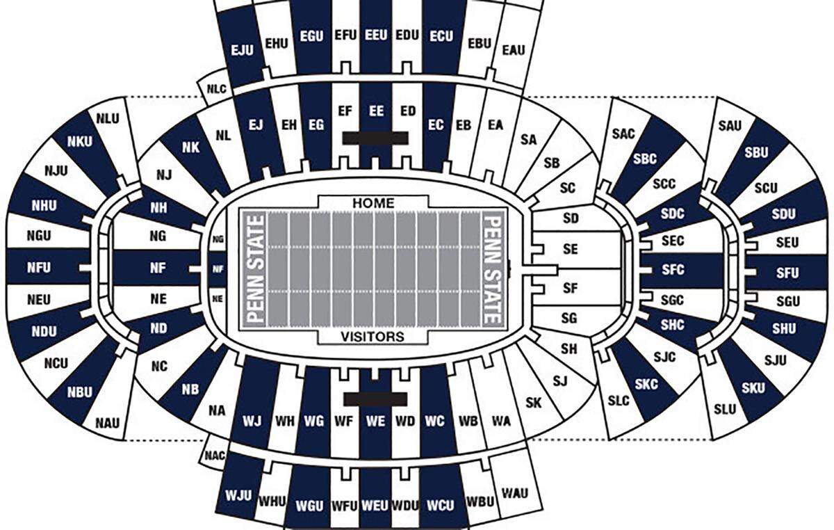 Penn State fans at Saturday’s game should wear the color on this map corresponding with their seating section.