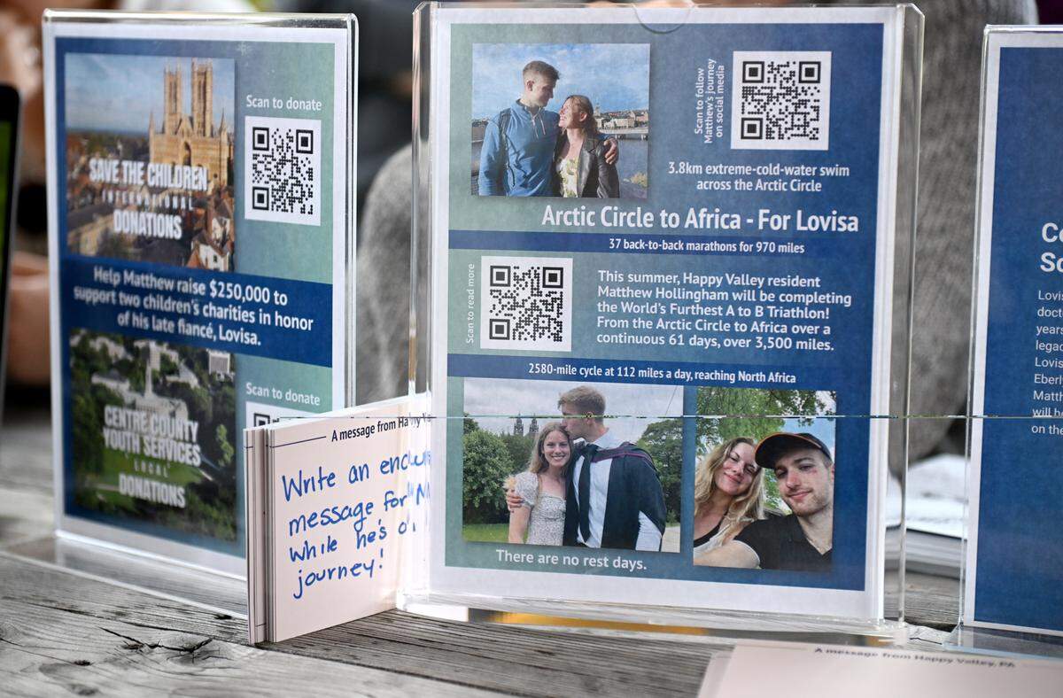 Matthew Hollingham will travel over 3,500 miles from the Arctic Circle to Africa to raise money for charity in honor of his late fiancée.  