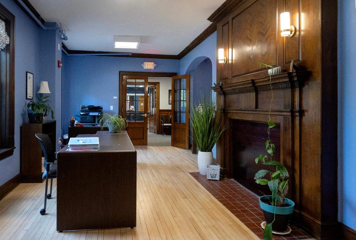 A lobby and waiting area at Centre Helps’ new location at 406 S. Pugh St. on Wednesday, June 11, 2025.