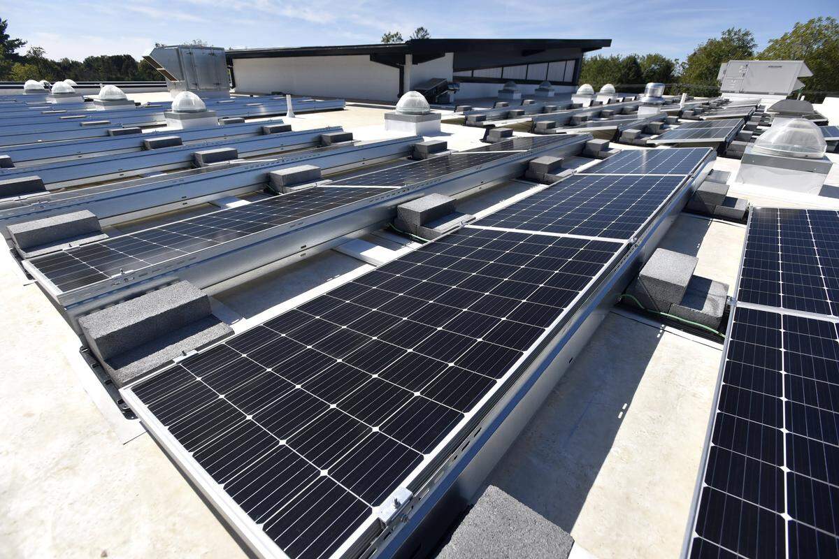 The solar array installed at Corl Street Elementary School generates roughly 15% of the building’s total power.