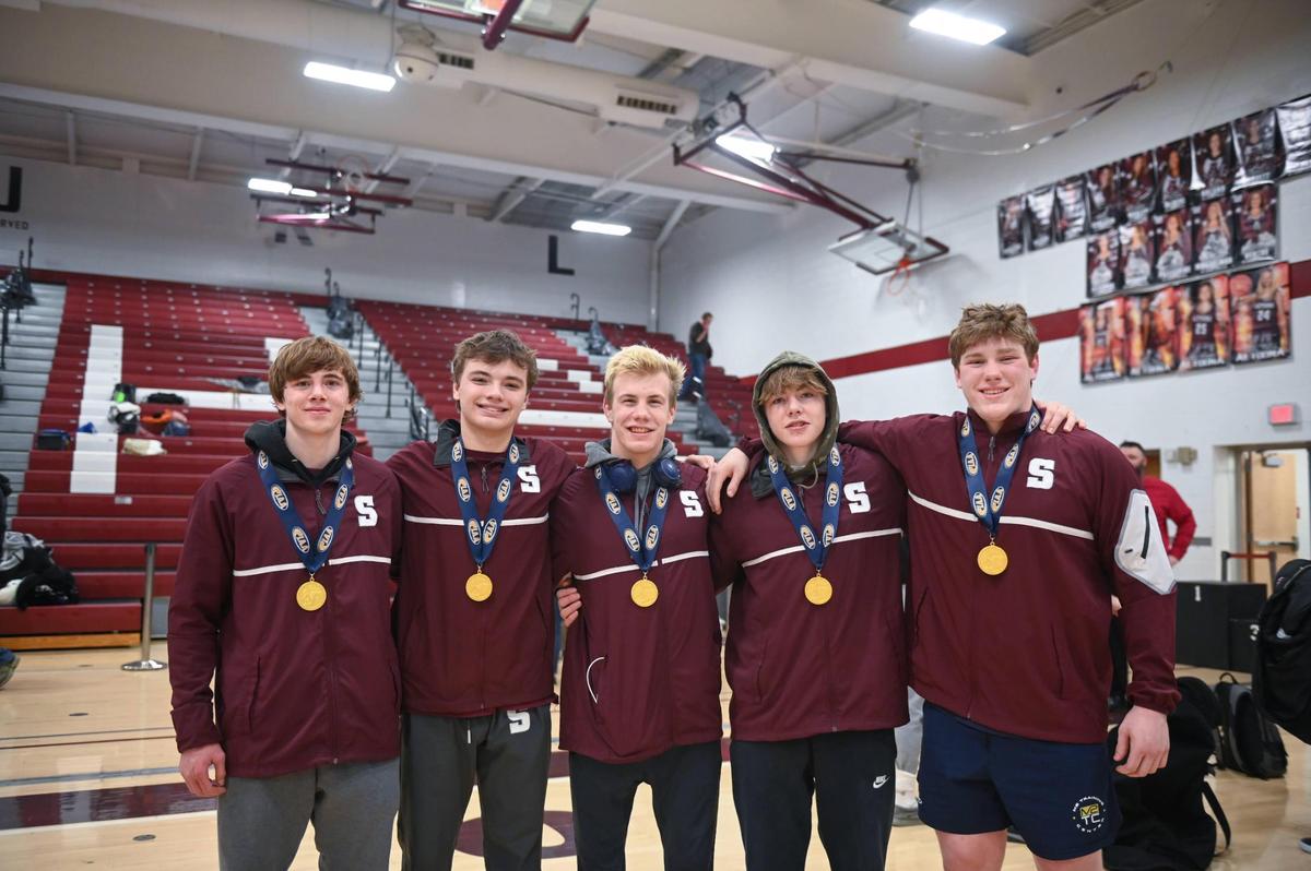 State College’s five PIAA Class 3A Northwest Regional Champions were (from left) Hayden Cunningham, Carter Weaverling, Pierson Manville, Asher Cunningham and Nick Pavlechko.
