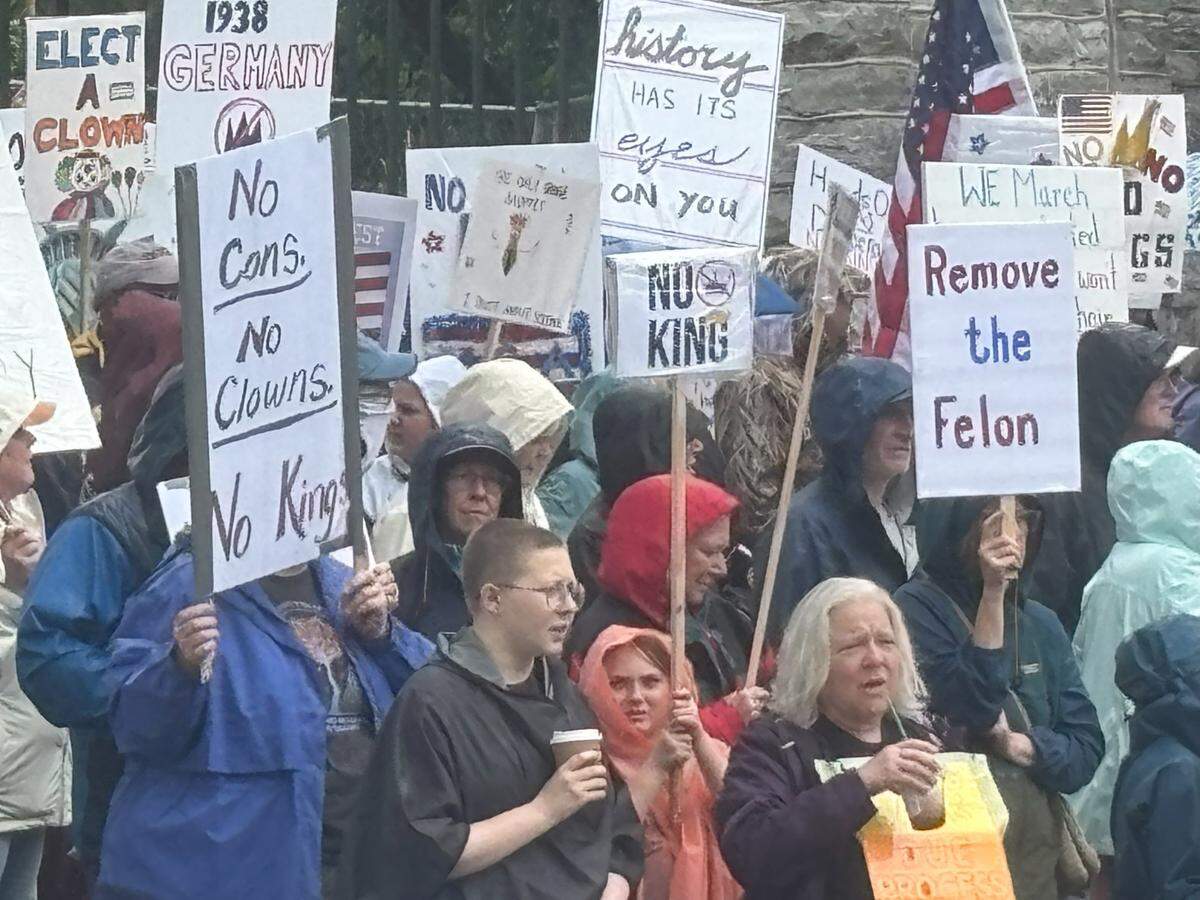 Hundreds of protesters attended the anti-Trump “No Kings” rally on Saturday in downtown State College near the Allen Street gates. The rally was part of a nationwide series of demonstrations that railed against what organizers described as President Donald Trump’s executive overreach, immigration crackdowns/civil rights violations, cuts to essential services, etc.