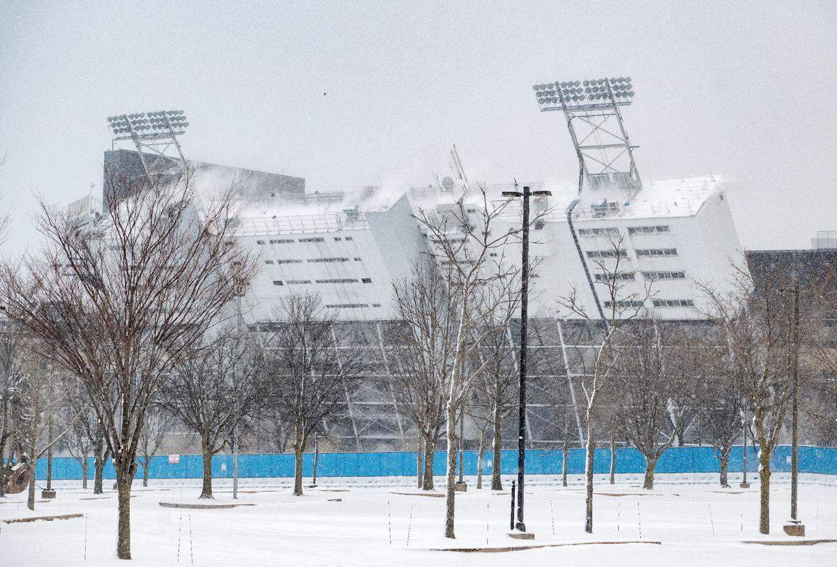 The press box at Beaver Stadium comes down on Saturday, Jan. 4, 2025.