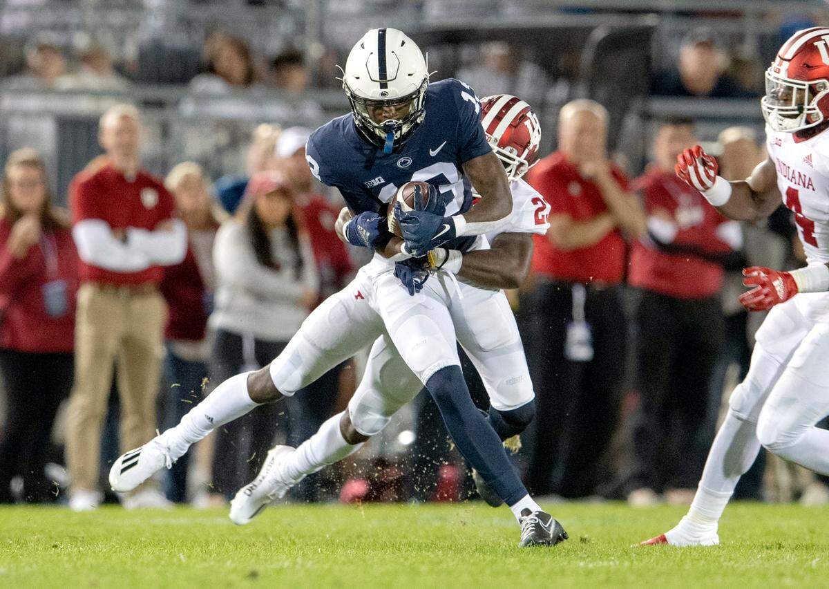 Indiana’s Jaylin Williams tries to stop Penn State wide receiver KeAndre Lambert-Smith during the game.