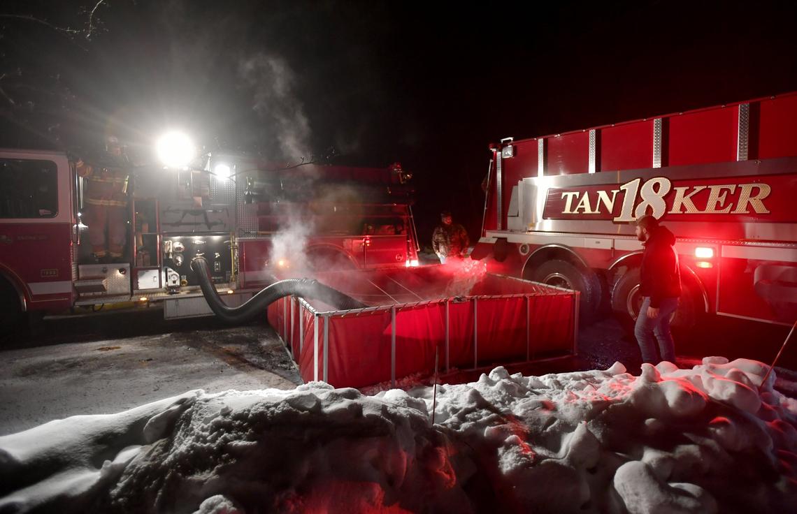 Multiple fire companies were called to help with water to fight the fire at 147 Mountain Spring Lane in Potter Township on Jan. 30. Gregg Township’s engine water pump failed and could not provide water to help put out the fire.